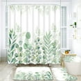 thumbnail image 5 of Wehilion Green Leaves Shower Curtain Sets with Non-Slip Rug 4PCS, Toilet Lid Cover and Bath Mat, Plant Leaves Shower Curtain Sets with 12 Hooks, Shower Curtain for Bathroom Set Decor, 5 of 8
