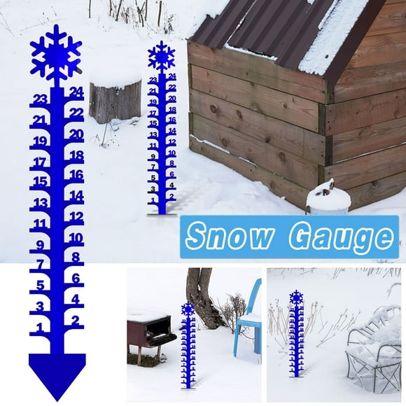 Decoración exterior con medidor de nieve | Medidor de copos de nieve navideño de Wrought Iron | Pluviómetro metálico, fácil de leer, diseño pintado a mano, acero duradero, 24 pulgadas, multicolor