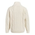 thumbnail image 6 of SAOL Aran Shawl Collar Cardigan Sweater 100% Premium Merino Wool Irish Cable Knitted Fisherman Pullover Made in Ireland | White, 6 of 7