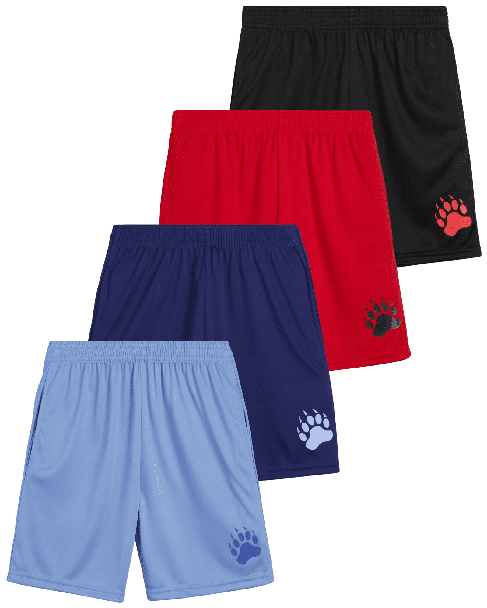 Black Bear Boys' Active Shorts 4 Pack Performance DryFit Athletic