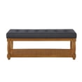thumbnail image 4 of CQSXDA Upholstered Linen Bench with Storage Shelf, Tufted Ottoman Furniture with Solid Wood Spindle LegsFor Bedroom Entryway Living Room, Charcoal, 4 of 6