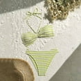 thumbnail image 4 of Trajes de baño Amzcrzy Tankini para mujer, trajes de baño, traje de baño, bikini para mujer con cuello colgante, traje de baño de playa dividido con estampado de rayas de moda, verde, L, 4 of 7