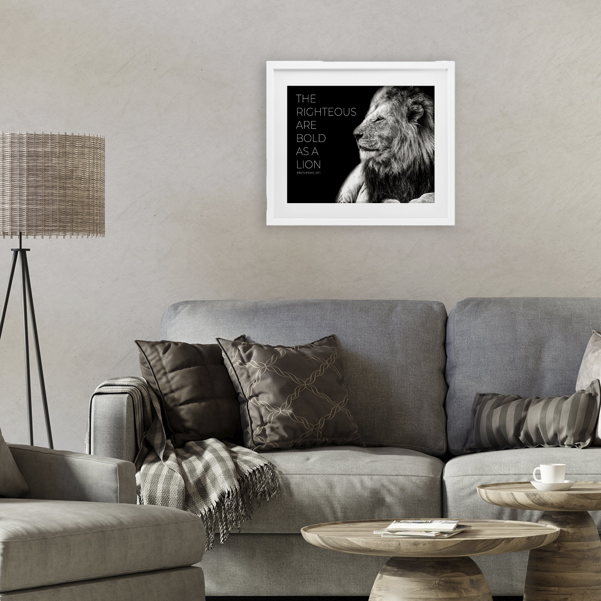Stupell Industries The Righteous Bold As A Lion White Framed Print Under Glass, design by Shelley Lake