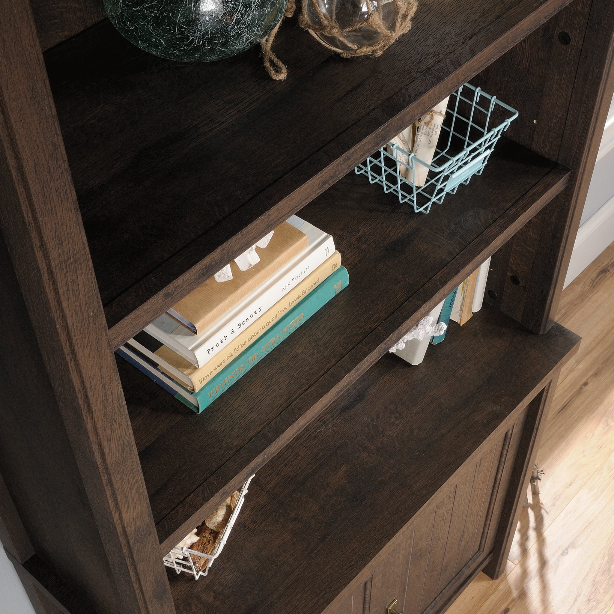 Sauder Costa 2 Shelf Bookcase Hutch, Coffee Oak Finish