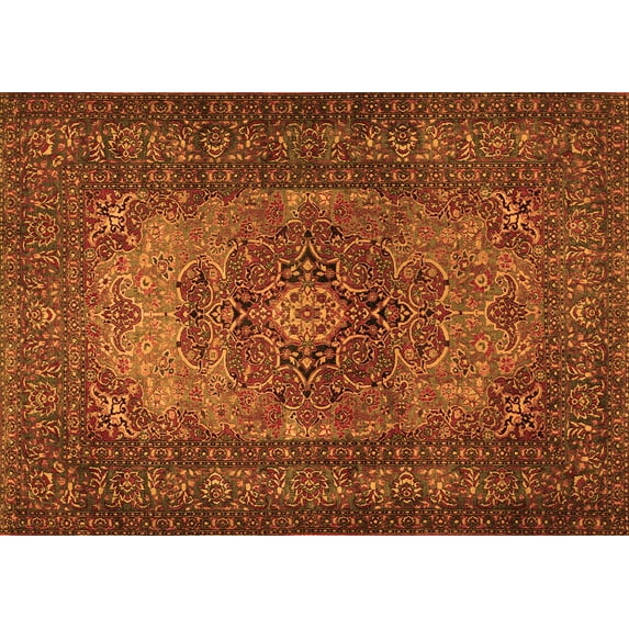 Ahgly Company Indoor Rectangle Medallion Orange Traditional Area Rugs, 2' x 4'