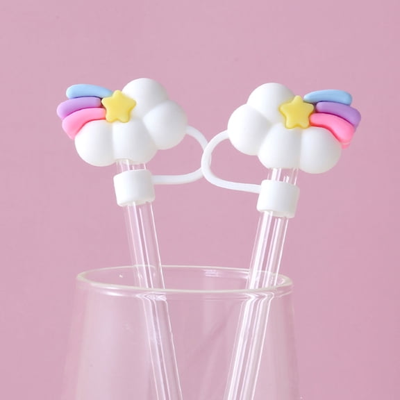 PENIKOKO Silicone Straw Toppers 2Pcs Decorative Distinction for Different Users Home Use
