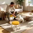 thumbnail image 2 of Low Height Round Rolling Stool With Wheels, Portable Rest Seat For Living Room Bedside Salon Pedicure Orange, 2 of 4