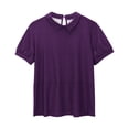 thumbnail image 4 of T Shirts For Women Womens Tops Summer Solid Round Neck Breathable Comfortable Loose Casual Short Sleeved Top, 4 of 5