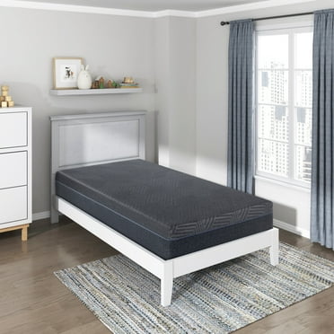 Twin Size 11-Inch Green Tea & Gel Memory Foam Mattress in a Box – Medium-Firm Support,  Gray
