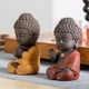 thumbnail image 5 of Escultura decorativa de Tathagata de cerámica de Buda pequeño, adorable regalo oriental hecho a mano Amarillo, 5 of 8