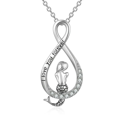 Mermaid Necklaces for Women 925 Sterling Silver Infinity Love Pendent necklace for Women