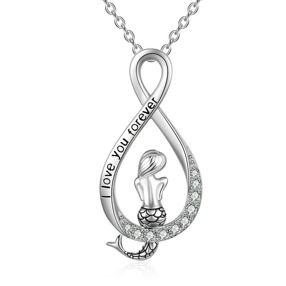 Mermaid Necklaces for Women 925 Sterling Silver Infinity Love Pendent necklace for Women