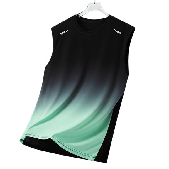 PNTUTB Summer Sleeveless Top for Men Crew-Neck Tank Top Stylish Gradient Casual Comfort Sleeveless Top Stretchy Breathable Quick-Drying Sports Tank Tops