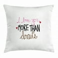 thumbnail image 1 of I Love You More Throw Pillow Cushion Cover, Typography Design with Graphic Donut Sprinkles and Affectionate Phrase, Decorative Square Accent Pillow Case, 20 X 20 Inches, Multicolor, by Ambesonne, 1 of 2