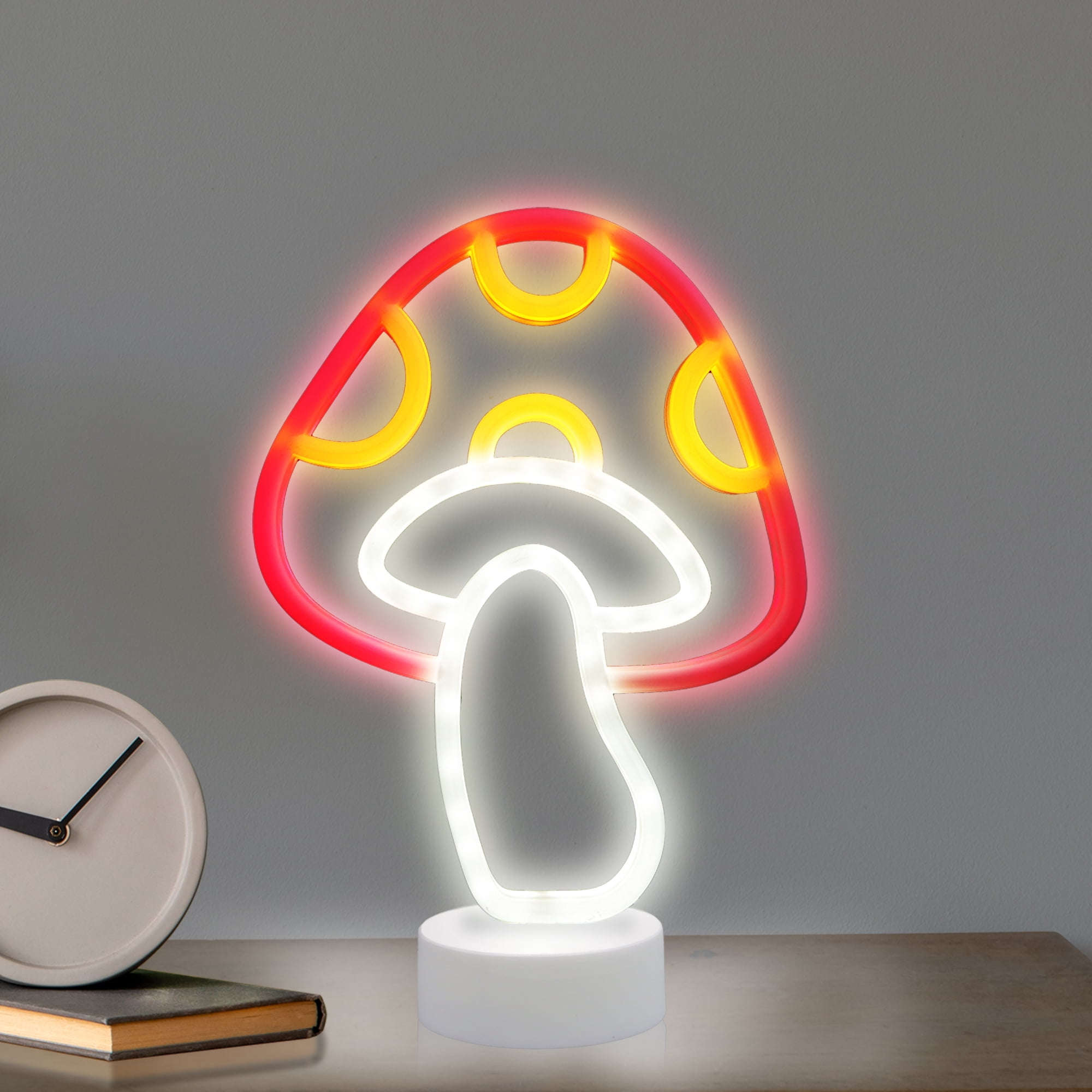 Xtreme Lit Neon Mushroom Lamp, Fun Indoor Novelty Plastic Tabletop Light