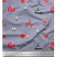thumbnail image 1 of Soimoi Satin Silk Fabric House,Gift Box & Santa Christmas Printed Craft Fabric by the Yard 42 Inch Wide, 1 of 1