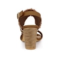 thumbnail image 2 of BLISSFUL STEP Women's Boho Buckle Ankle Strap Block Heels Sandals Brown (Size 11), 2 of 6