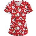 thumbnail image 4 of Snorda Tuniques Médicales pour Femmes Hauts de Sarrau Col en V Uniforme de Travail Imprimé Poches Blouse, 4 of 5