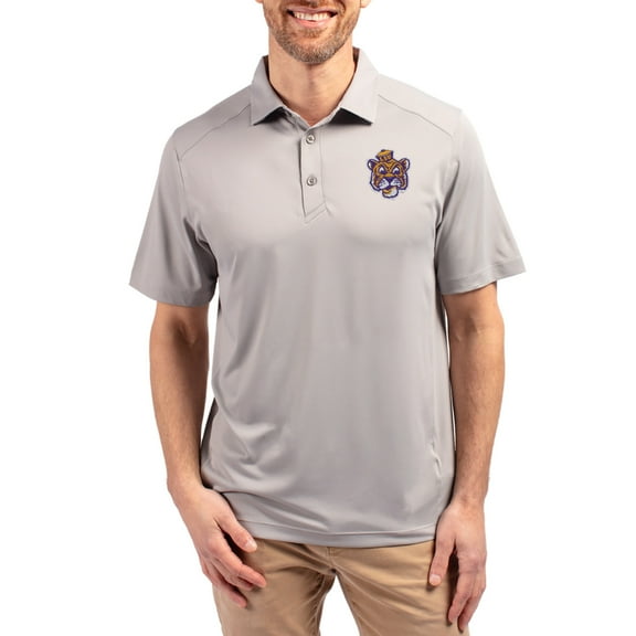 Men's-Cutter & Buck  Gray LSU Tigers Forge Eco Stretch Recycled Polo