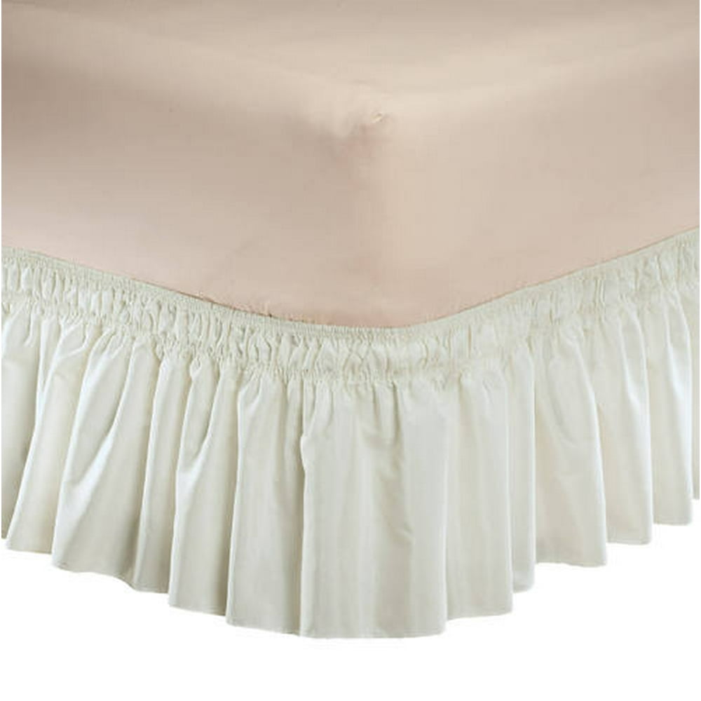 Solid Wrap Around Elastic Bed Skirt by OakRidge-TWINFULL-BIEGE ...
