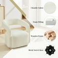 thumbnail image 5 of 360 Degree Swivel Accent Chair, Modern Barrel Vanity Chair with Curved Backrest, Comfy Chenille Armchair Single Sofa with Thick Cushion for Living Room, White, 5 of 8