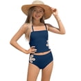thumbnail image 2 of Girls Tankini Swimsuit 2 Piece Adjustable Strap Cut Out Bikini Sets for Girls Navy 160, 2 of 3