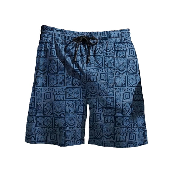 IWRICH Men's Swim Trunks Hawaiian Bathing Suit Swimsuits Beach Shorts with Pockets Navy XL