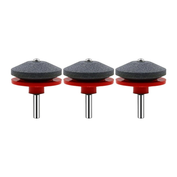 Afilador de cortacésped de 3 piezas, piedra afiladora y accesorio de rueda, práctico para cualquier taladro manual eléctrico. Rojo