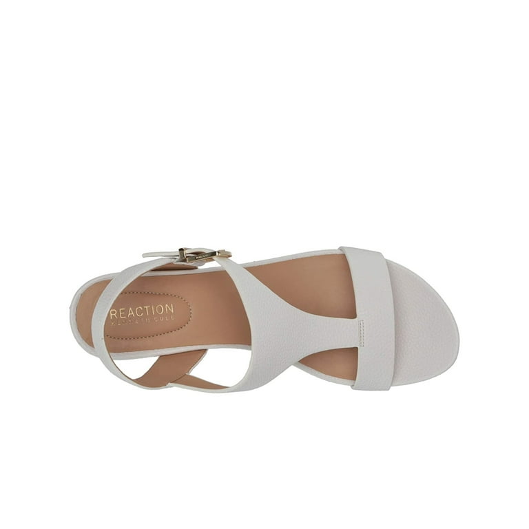 REACTION KENNETH COLE Womens White 1 Platform T Strap Breathable Padded Moisture Wicking Card Round Toe Wedge Buckle Espadrille Shoes 11 M Walmart