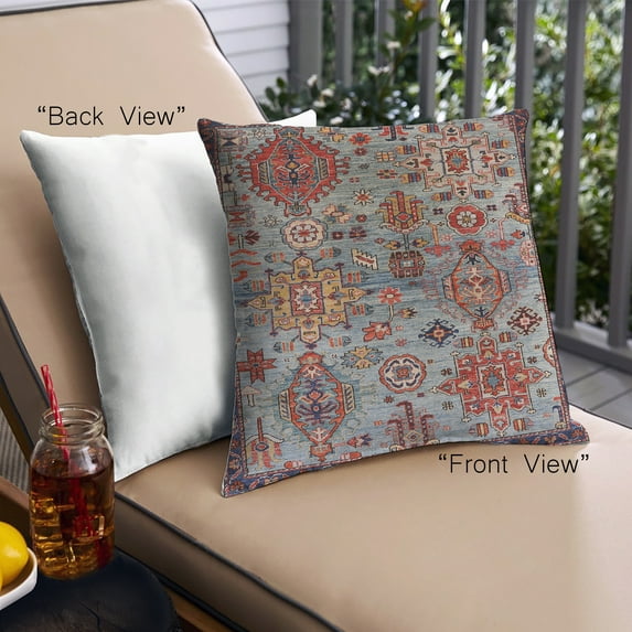 Ahgly Company Outdoor Square Mid-Century Modern Throw Pillow, 18 inch by 18 inch