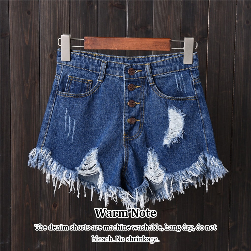 ziyahi Female Denim Booty Shorts Casual Summer Pants Fur lined Bottom with Pockets Sexy Ripped Short Jeans Beach Travel 2XL