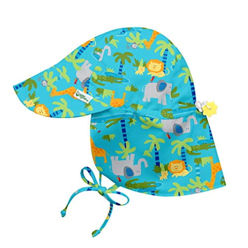 Baby Boys' Flap Sun Protection Hat, Aqua Jungle, 0-6 Months