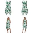 thumbnail image 3 of Whosucclay Green Monstera Palm Leaves Hibiscus Flower Print Couples Matching Outfits Men's Short Sleeve Button Down Shirt Womens Midi Dress Hawaiian Dresses for Husband and Wife, Size 3XL, 3 of 7