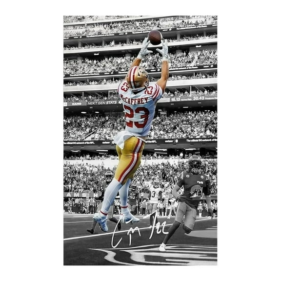 Black Framed Rugby Star Christian McCaffrey Signed Poster For Fans Kids Birthday Christmas Gifts-Sports Football Picture Canvas Art Prints For Boys Teens Room Bedroom Wall Decor