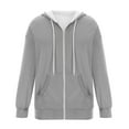 thumbnail image 4 of Ediodpoh Women's Fashionable Casual Pocket Zipper Long Sleeved Hooded Solid Color Sweatshirt Hoodies for Women Grey M, 4 of 4