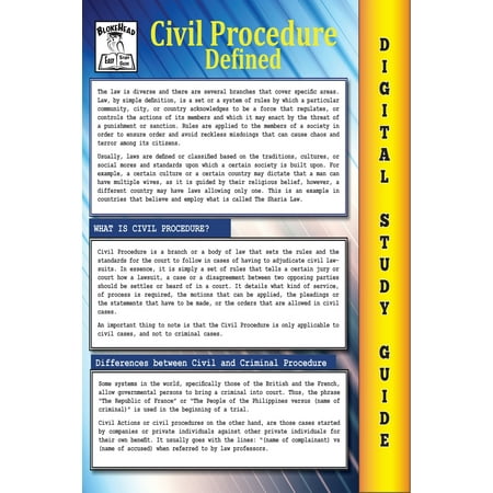 Civil Procedure (Blokehead Easy Study Guide) -