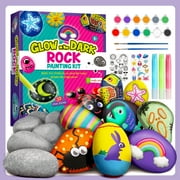 Eduman Rock Painting Kit, Easter Paint Gift, Glow in the Dark Rock Art, Kids Crafts Kit, Arts & Crafts Creative Gift for Ages 4-8