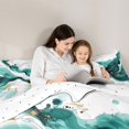 thumbnail image 4 of Manfei Elegant Abstract Ink Twin Comforter Sets, Marble Swirl Bedding Set, Teal White Gold, Reversible 2-Piece, 1 Comforter and 1 Pillowcase, 4 of 6