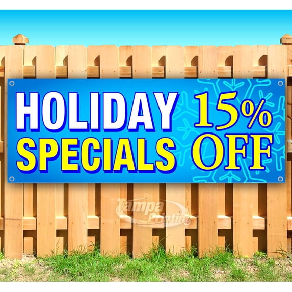 Holiday Specials 15% 13 oz Vinyl Banner With Metal Grommets
