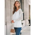 thumbnail image 3 of AviBest Womens Long Sleeve Shirts V-Neck Lace Tops Ladies New Fashion Clothes Knitted Y2k Blouses, 3 of 6