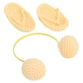 thumbnail image 5 of Accesorios de fotografía para recién nacidos, zapatillas de lana para sesión de fotos, auriculares, adorables accesorios para fotos, color amarillo, 5 of 5