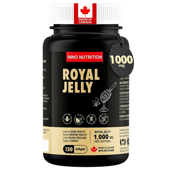 Inno Nutrition Royal Jelly 1,000mg - 120 Softgels | Immune Support, Natural Energy, Menopause & Brain Health | Non-GMO, Made in Canada