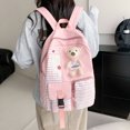 thumbnail image 1 of Lattice Cute Bear Mochila para portátil Mochilas escolares de nailon a la moda para vacaciones (rosa), 1 of 8