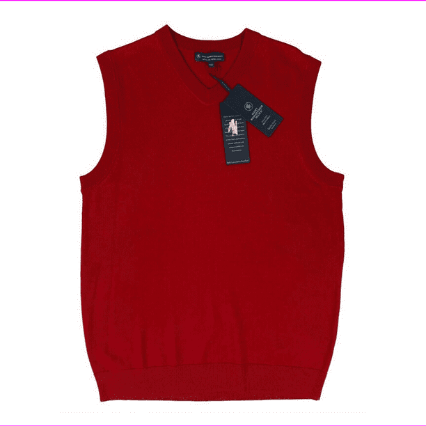 HART SCHAFFNER MARX Red Merino Wool Sweater Vest,Men's Red,3XB ...