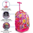 thumbnail image 5 of J World Girls Sunny 17" Kids Rolling Backpack for School and Travel, Poppy Pansy, 5 of 6