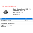 thumbnail image 2 of Starter - Compatible with 1993 - 1998 Lincoln Mark VIII 4.6L V8 1994 1995 1996 1997, 2 of 2