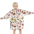 thumbnail image 3 of Brown Mushroom Leaf White Pattern Blanket Hoodies for Kids 6-13YR Oversize Wearable Blanket Hoodies for Boys Girls Teens, 3 of 7