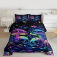 thumbnail image 2 of Castle Fairy Abstract Skull Full Size Comforter Sets,Gradient Mushroom Bedding Sets, 2 of 8