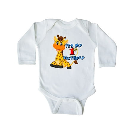 

Inktastic 1st Birthday Giraffe Gift Baby Boy or Baby Girl Long Sleeve Bodysuit