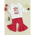 thumbnail image 3 of FEORJGP Toddler Infant Baby Girls Christmas Outfits Santa Claus Print Pullover Long Sleeve Sweatshirt Round Neck Tops and Solid Color Flared Pants Sets for Kids Loose Casual Clothes Set, 3 of 9